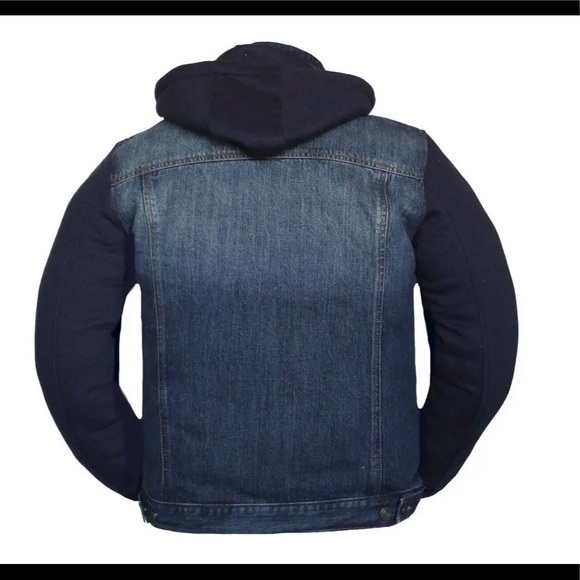 Men Motorcycle Removable Hood Denim Jacket Concealed Carry Armor - Picture 3 of 3